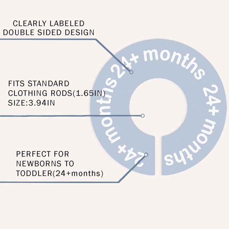 cephira Baby Closet Dividers for Clothes 0-24 Months, 8 Pack mini Round Size Markers, Double-Sided, Fits Most Rods, Blue Nursery Clothing Organizer & Wardrobe Decor - Image 3